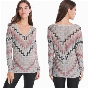 WHBM Metallic Chevron Pullover Sweater